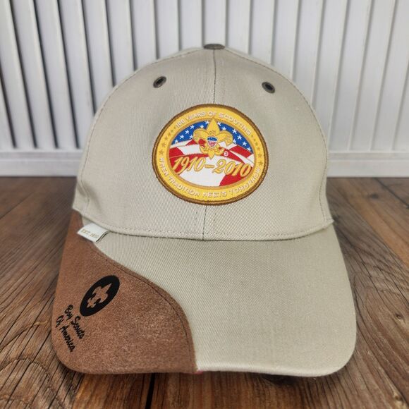 Boy Scouts of America 100 Years Centennial Hat Cap 1910-2010 Khaki Strapback BSA - Picture 2 of 10